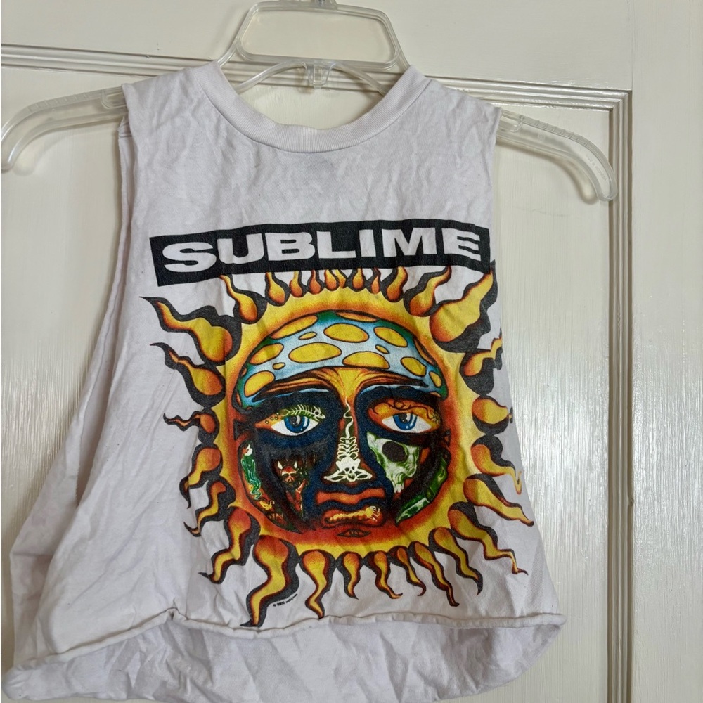Sublime Sun Graphic Muscle Tank - White with Yellow/Orange Sun